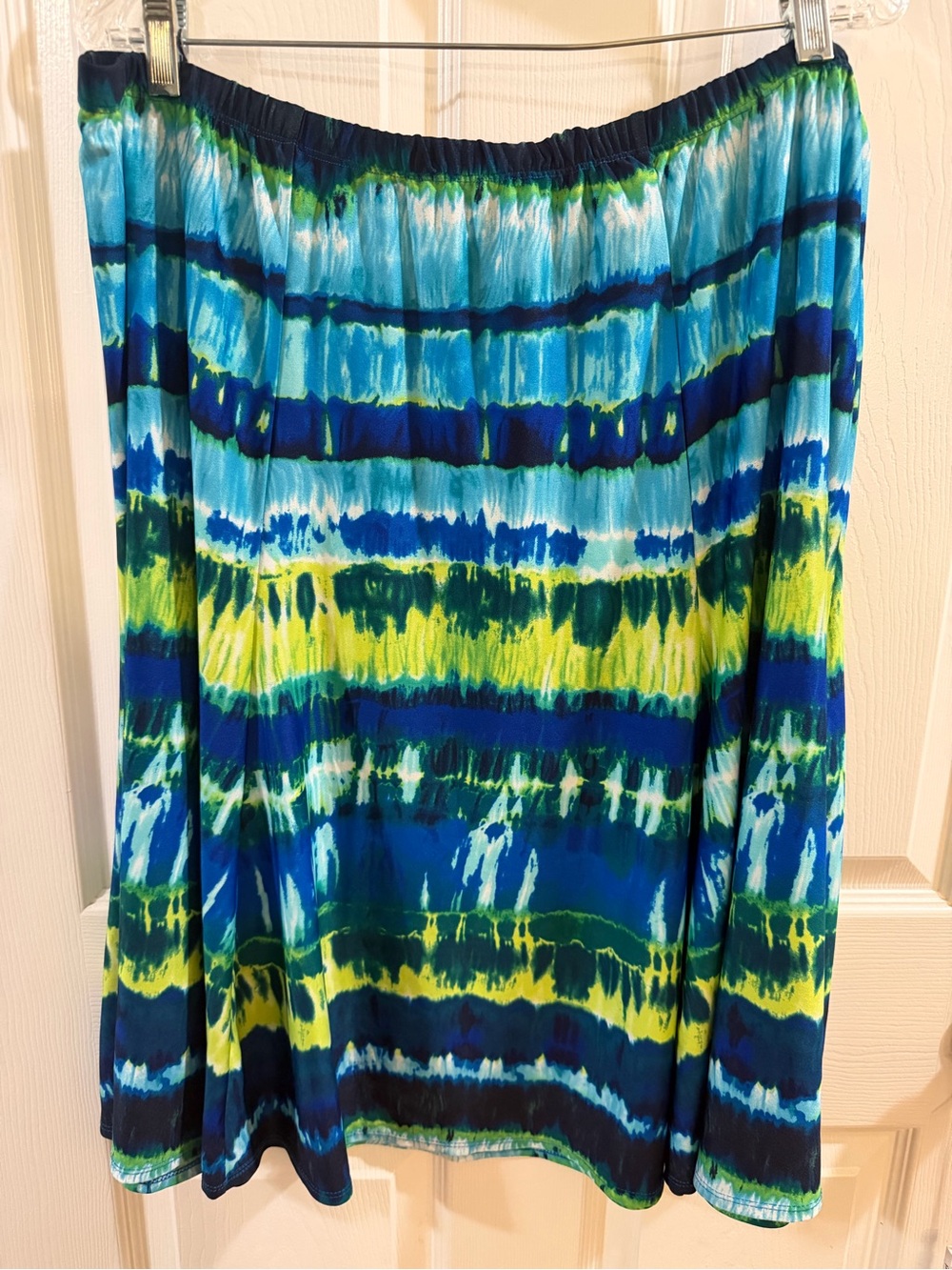 dressbarn Blue and Teal Tie-Dye Skirt